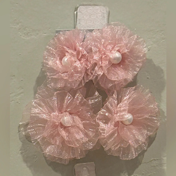 NAKAMOL Made In Thailand Pink Tulle And Pearl Floral Earrings. New with Tags! - Picture 1 of 6